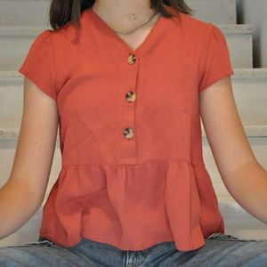 Burnt coral flowy shirt